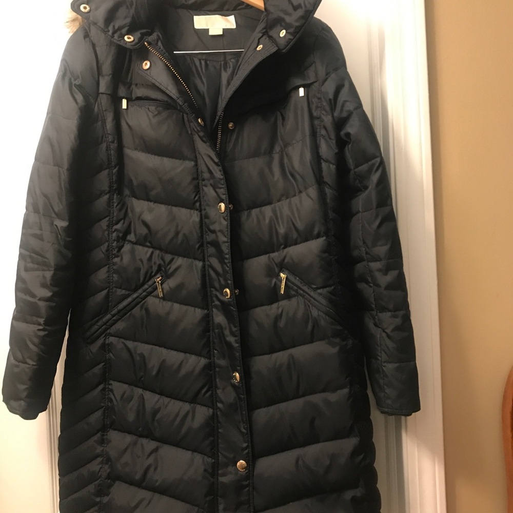 Michael Kors Faux Fur Trim Down Puffer Coat
